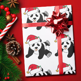 KerstpandaBeer in Santa Hat Cadeaupapier