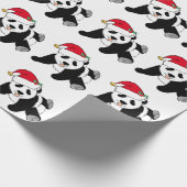 KerstpandaBeer in Santa Hat Cute Kinder Cadeaupapier (Hoek)