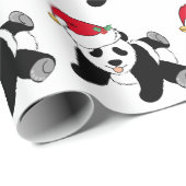KerstpandaBeer in Santa Hat Cute Kinder Cadeaupapier (Rol Hoek)