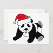 KerstpandaBeer in Santa Hat Feestdagenkaart (Voorkant / Achterkant)
