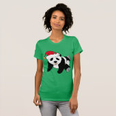 KerstpandaBeer in Santa Hat T-shirt (Voorkant volledig)