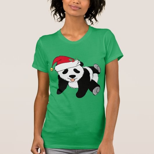 KerstpandaBeer in Santa Hat T-shirt (Voorkant)