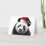 Kerstpandemie met Santa Hat Feestdagen Kaart<br><div class="desc">Beer met Kerstmis in Panda met een Pet van de kerstman</div>