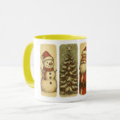 Kerstpanel Kunst Vintage – Retro Kerstman, Sneeuwm Mok (Voorkant links)