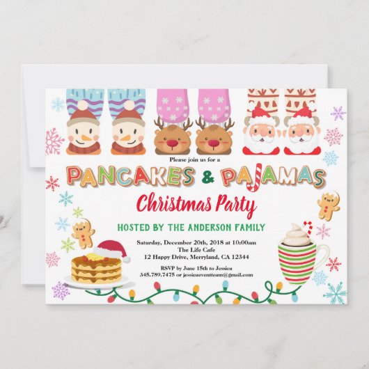 kerstpanelen en pyjama's roze wit kaart (Voorkant)