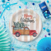  kerstpanelwagen papieren bordje (Feest)