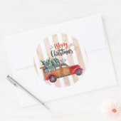 kerstpanelwagen ronde sticker (Envelop)