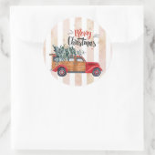 kerstpanelwagen ronde sticker (Tas)