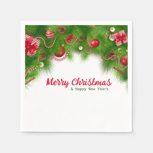 kerstpannen, rode pannen en Cadeaus papier Servet (Voorkant)