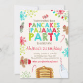 Kerstpannenkoek en pyjama verjaardagsuitnodiging kaart (Voorkant)