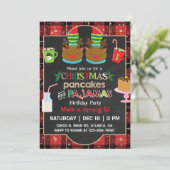 kerstpannenkoeken en pyjama's feest, uitnodiging (Staand voorkant)