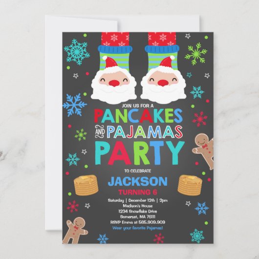 kerstpannenkoeken en pyjama's kaart (Voorkant)