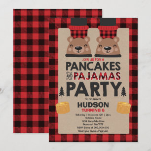 Kerstpannenkoeken en pyjama's nodigen houthakker u kaart