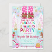 Kerstpannenkoeken en pyjama's Verjaardag uitnodigi Kaart (Voorkant)