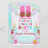 Kerstpannenkoeken en pyjama's Verjaardag uitnodigi Kaart (Voorkant / Achterkant)