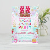 Kerstpannenkoeken en pyjama's Verjaardag uitnodigi Kaart (Staand voorkant)