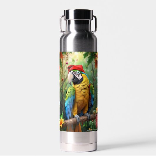 Kerstpapegaai als Sinterklaas-76349 Waterfles (Voorkant)