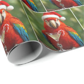 Kerstpapegaai met een cocktail cadeaupapier (Rol Hoek)