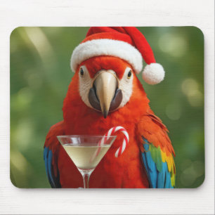 Kerstpapegaai met een cocktail muismat