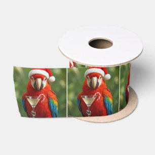 Kerstpapegaai met een cocktail satijnen lint