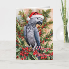 Kerstpapegaai vakantie kaart Afrikaans grijs