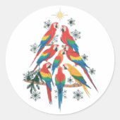 Kerstpapegaaiboom Vakantie Vogelliefhebbers Gift Ronde Sticker (Voorkant)