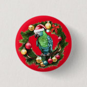 Kerstpapegaaienkrans Ronde Button 3,2 Cm (Voorkant)