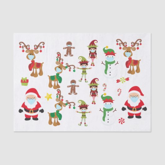 Kerstpapier 2020 Gezichtsmasker Santa Reindeer Tissuepapier (Voorkant)