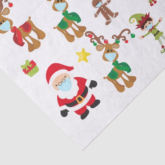 Kerstpapier 2020 Gezichtsmasker Santa Reindeer Tissuepapier (Detail)