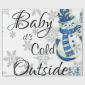 kerstpapier Baby dat buiten koud is Cadeaupapier (Vlak)