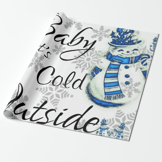 kerstpapier Baby dat buiten koud is Cadeaupapier (Uitgerold)