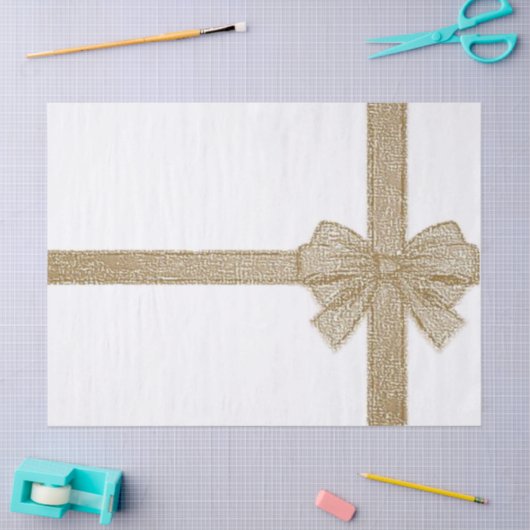 kerstpapier, Beige Bow Tissuepapier (Craft)