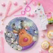 Kerstpapier Borden Happy Reindeer Papieren Bordje (Feest)
