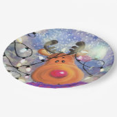 Kerstpapier Borden Happy Reindeer Papieren Bordje (Gekanteld)