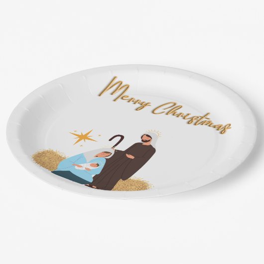 Kerstpapier borden kerststal papieren bordje (Gekanteld)