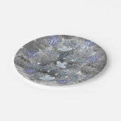 Kerstpapier Borden, Merry Blue Silver Tree Papieren Bordje (Gekanteld)