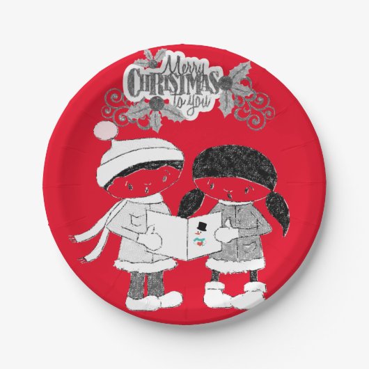 Kerstpapier, Borden, pretkerst Papieren Bordje (Voorkant)