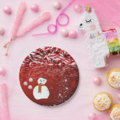 Kerstpapier Borden, Sneeuwman, Candy Cane Papieren Bordje (Feest)
