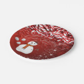 Kerstpapier Borden, Sneeuwman, Candy Cane Papieren Bordje (Gekanteld)