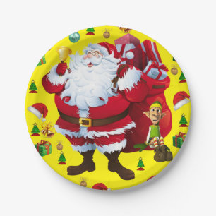 Kerstpapier, Borden voor kerstmis, Santa, Elf Papieren Bordje