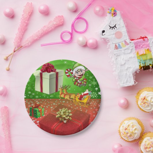 Kerstpapier, Borden voor kerstmis, Santa, Elf Papieren Bordje (Feest)