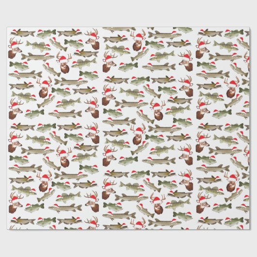 kerstpapier, cadeaubonade, herten, vis cadeaupapier (Vlak)