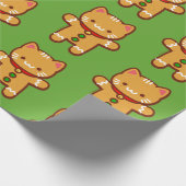 kerstpapier - CAT GINGERBREAD Cadeaupapier (Hoek)