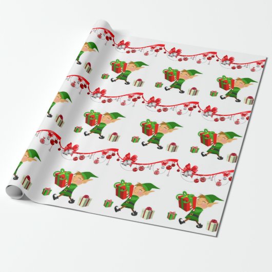 kerstpapier Elf Cadeaupapier (Uitgerold)