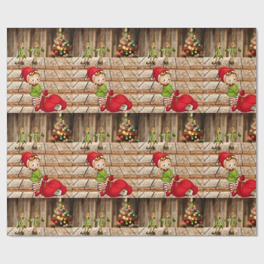 kerstpapier Elf Cadeaupapier (Vlak)