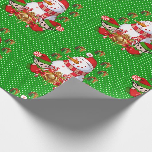 kerstpapier Elf Snowman Cadeaupapier (Hoek)