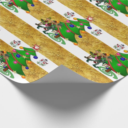 kerstpapier Elf Snowman Cadeaupapier (Hoek)