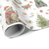kerstpapier en Beer voor rendieren Cadeaupapier (Rol Hoek)