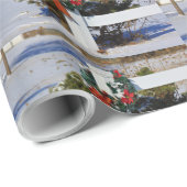 kerstpapier en omheining met witte omheining cadeaupapier (Rol Hoek)