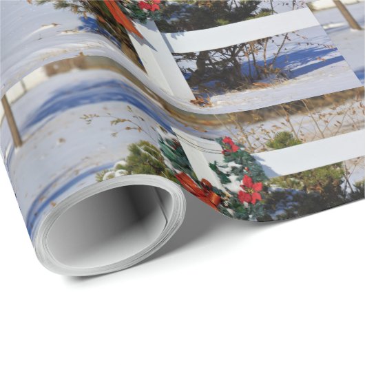 kerstpapier en omheining met witte omheining cadeaupapier (Rol Hoek)